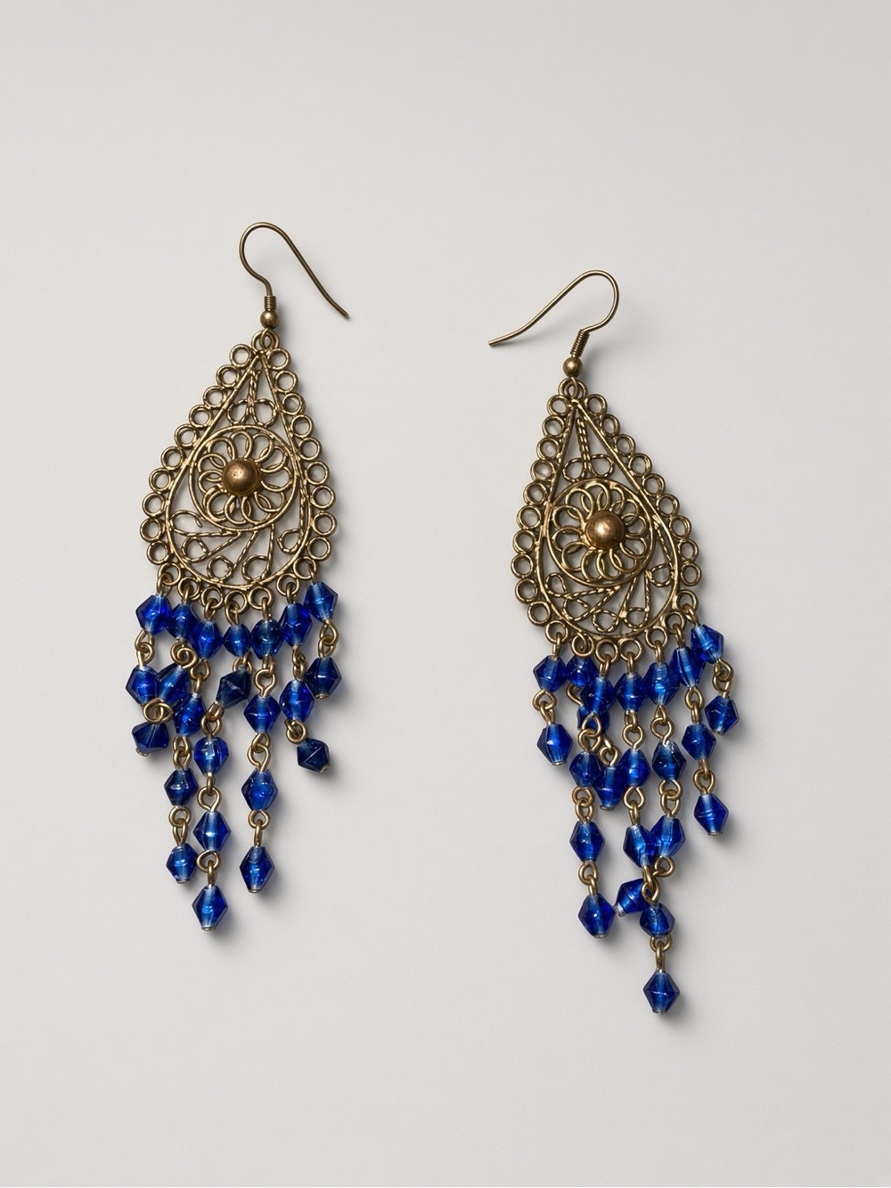 Vintage Blue Bohemian Chandelier Earrings | Festival | Hippie